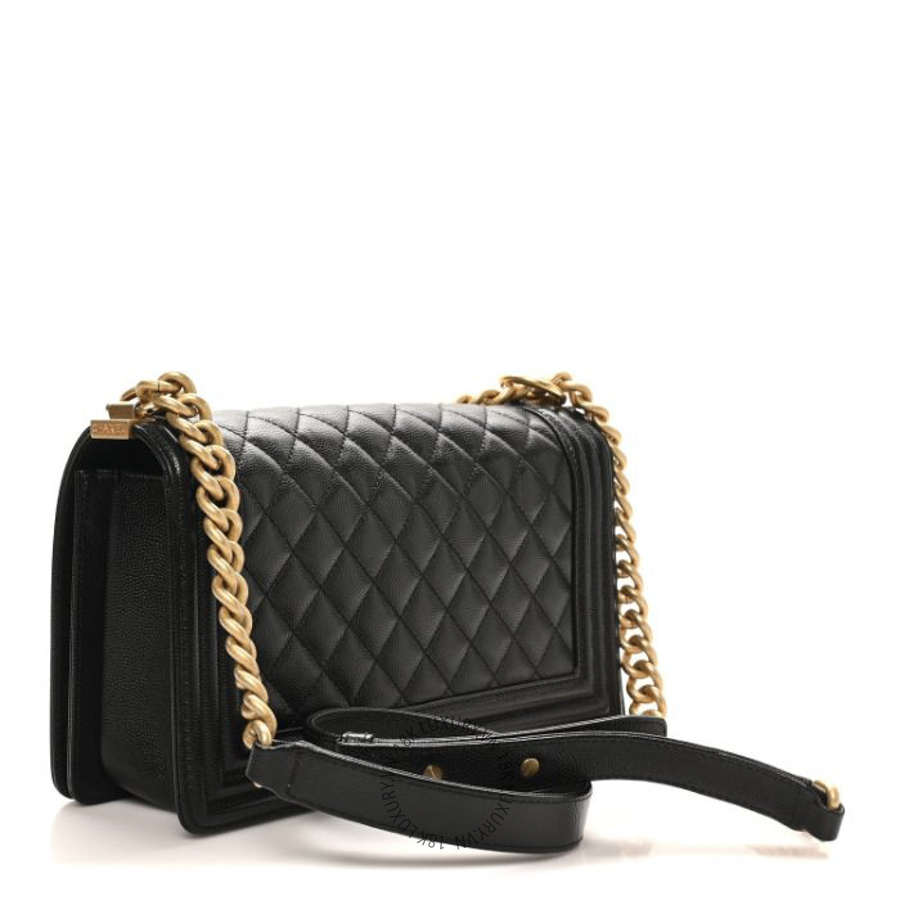 Túi Xách Đeo Chéo Chanel Caviar Quilted Medium Boy Flap Black CDBC073