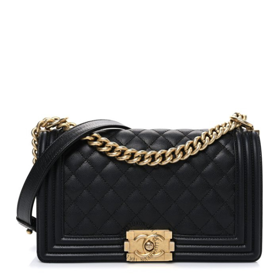 Túi Xách Đeo Chéo Chanel Caviar Quilted Medium Boy Flap Black CDBC074