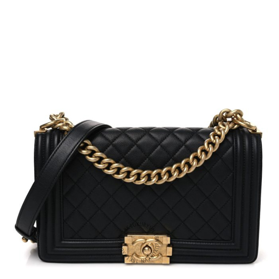 Túi Xách Đeo Chéo Chanel Caviar Quilted Medium Boy Flap Black CDBC1066