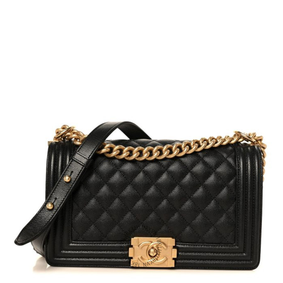 Túi Xách Đeo Chéo Chanel Caviar Quilted Medium Boy Flap Black CDBC1096