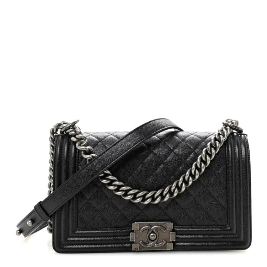 Túi Xách Đeo Chéo Chanel Caviar Quilted Medium Boy Flap Black CDBC1144