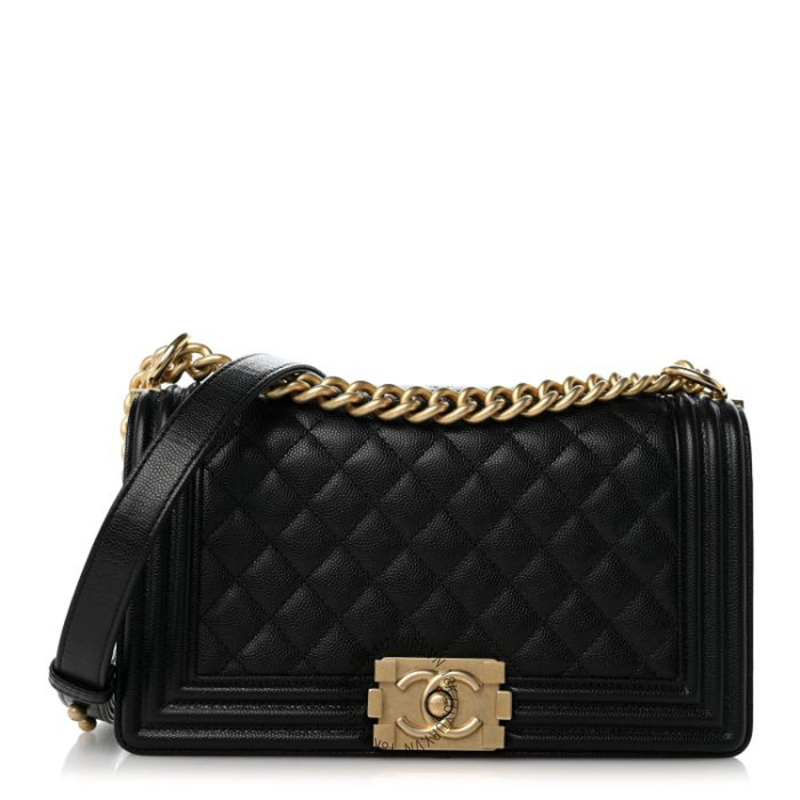 Túi Xách Đeo Chéo Chanel Caviar Quilted Medium Boy Flap Black CDBC637