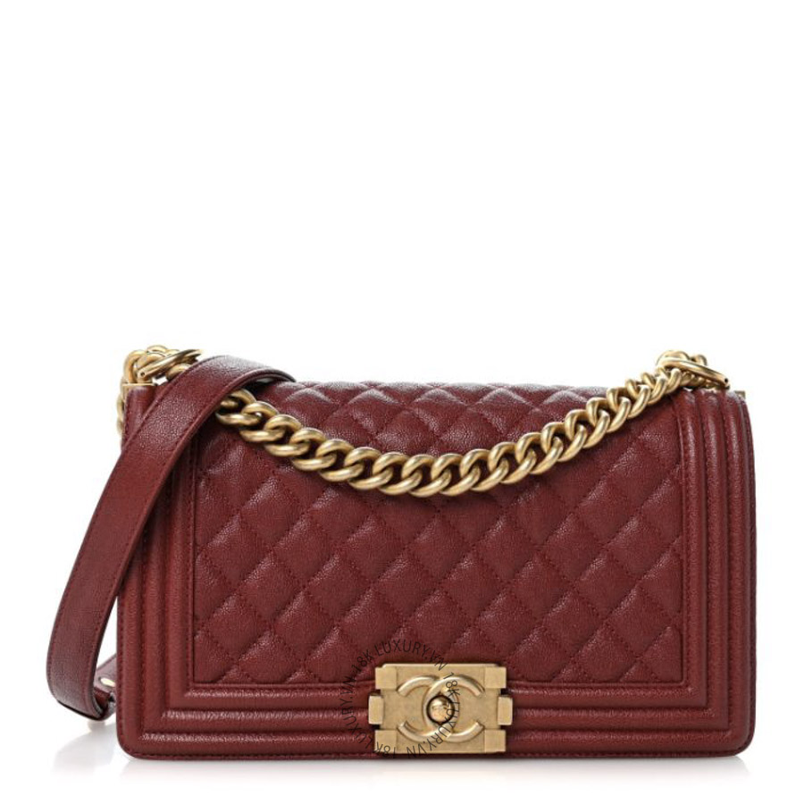 Túi Xách Đeo Chéo Chanel Caviar Quilted Medium Boy Flap Burgundy CDBC357
