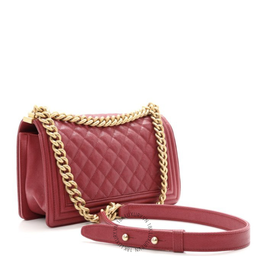 Túi Xách Đeo Chéo Chanel Caviar Quilted Medium Boy Flap Dark Red CDBC1052