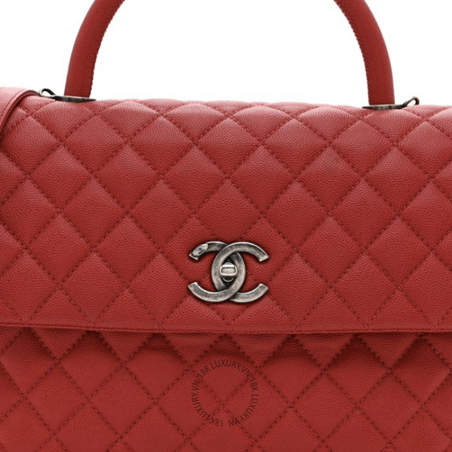 Túi Xách Đeo Chéo Chanel Caviar Quilted Medium Coco Handle Flap Red CDBC059 18 Túi Xách Đeo Chéo Chanel Caviar Quilted Medium Coco Handle Flap Red CDBC059