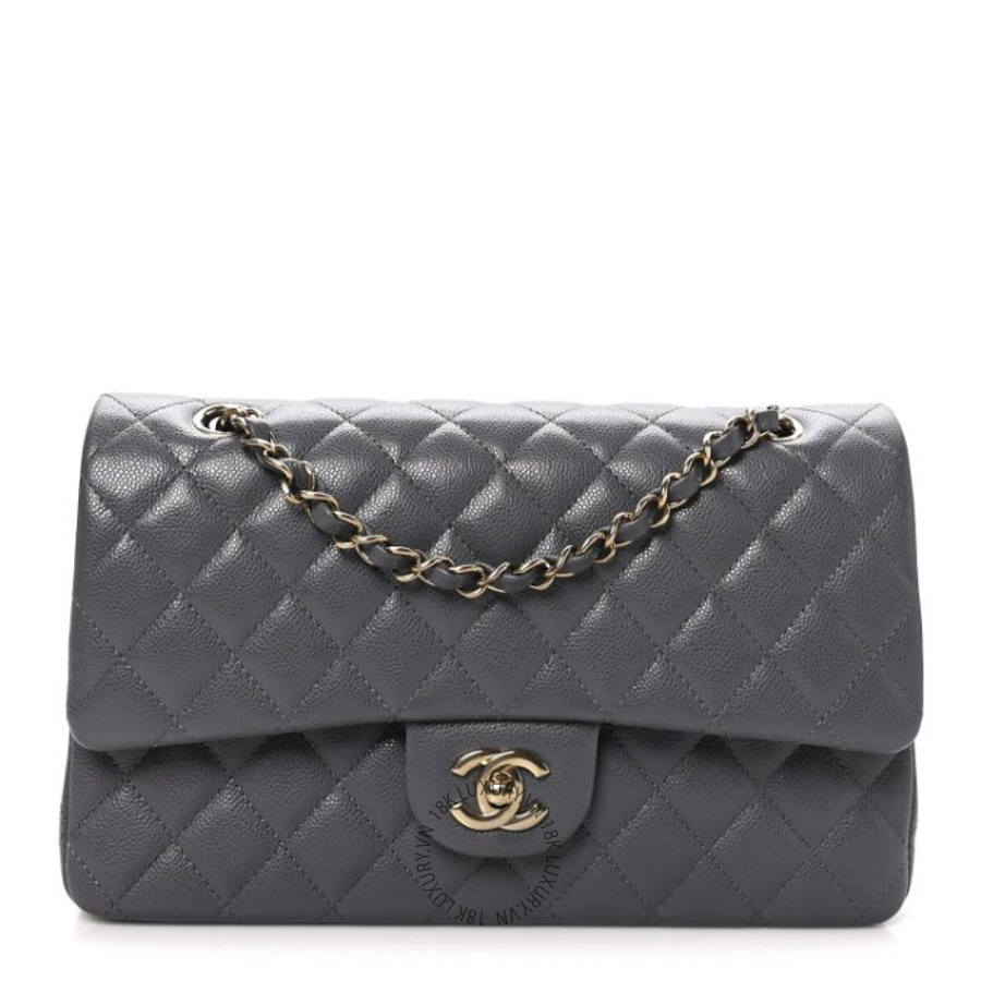 Túi Xách Đeo Chéo Chanel Caviar Quilted Medium Double Flap Dark Grey CDBC516