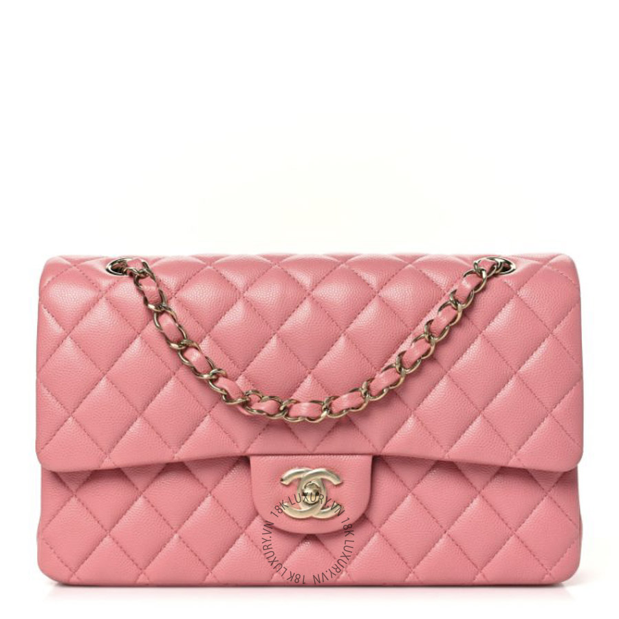 Túi Xách Đeo Chéo Chanel Caviar Quilted Medium Double Flap Pink CDBC856