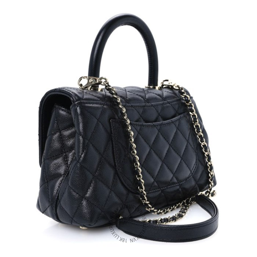 Túi Xách Đeo Chéo Chanel Caviar Quilted Mini Coco Handle Flap Black CDBC020