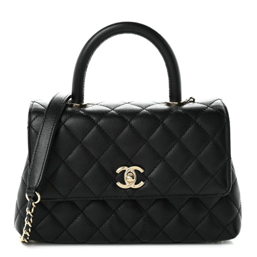 Túi Xách Đeo Chéo Chanel Caviar Quilted Mini Coco Handle Flap Black CDBC029