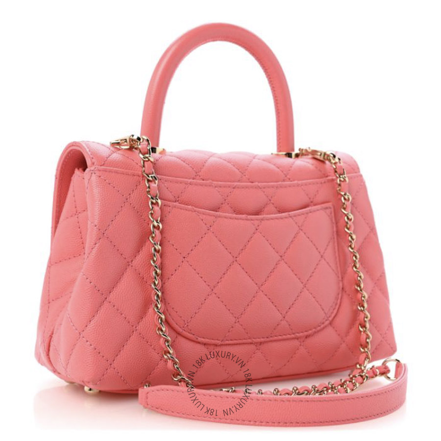 Túi Xách Đeo Chéo Chanel Caviar Quilted Mini Coco Handle Flap Pink CDBC577