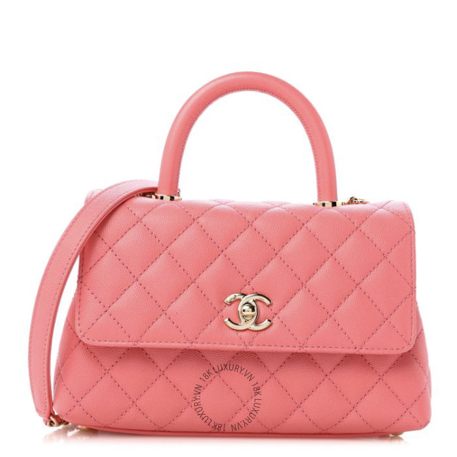 Túi Xách Đeo Chéo Chanel Caviar Quilted Mini Coco Handle Flap Pink CDBC577