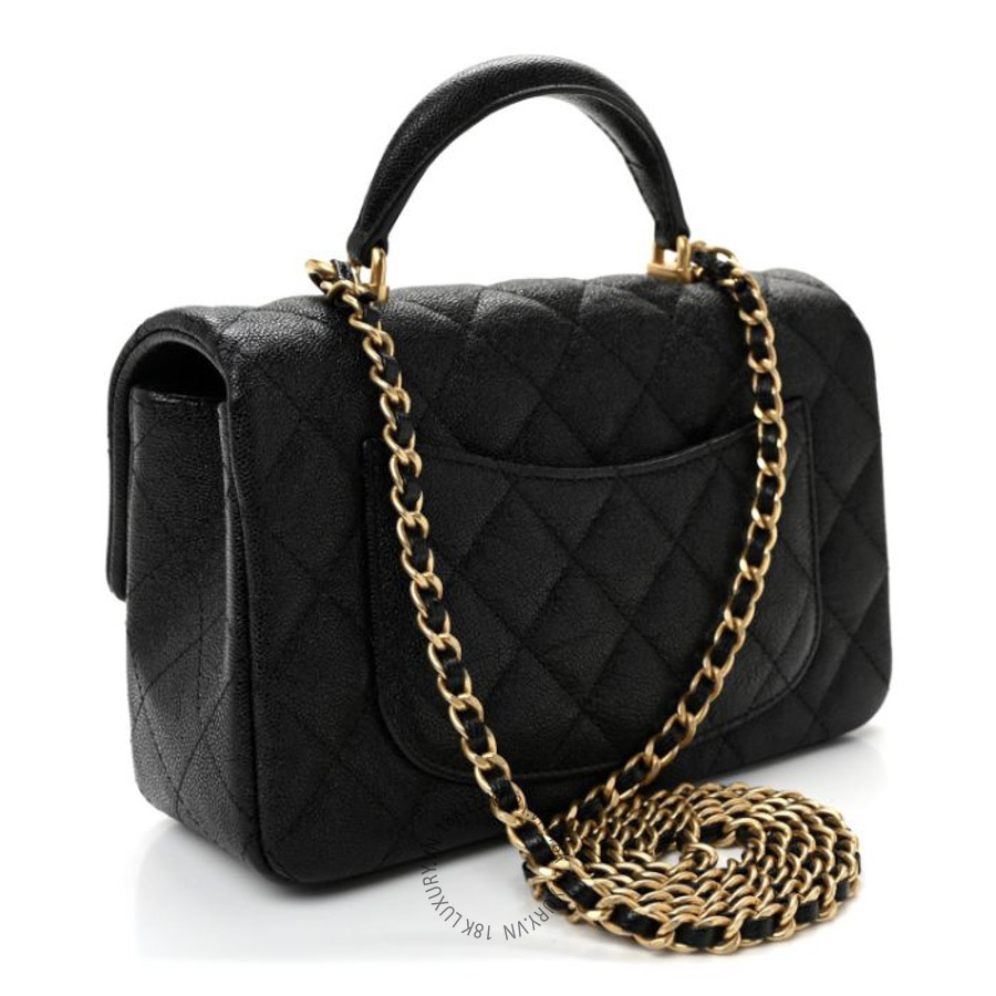 Túi Xách Đeo Chéo Chanel Caviar Quilted Mini Top Handle Rectangular Flap Black CDBC1011