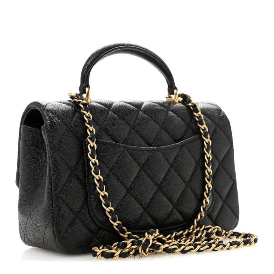 Túi Xách Đeo Chéo Chanel Caviar Quilted Mini Top Handle Rectangular Flap Black CDBC1012