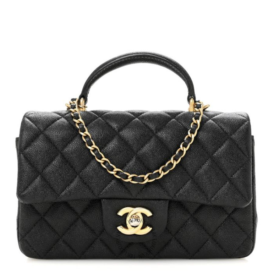 Túi Xách Đeo Chéo Chanel Caviar Quilted Mini Top Handle Rectangular Flap Black CDBC1012