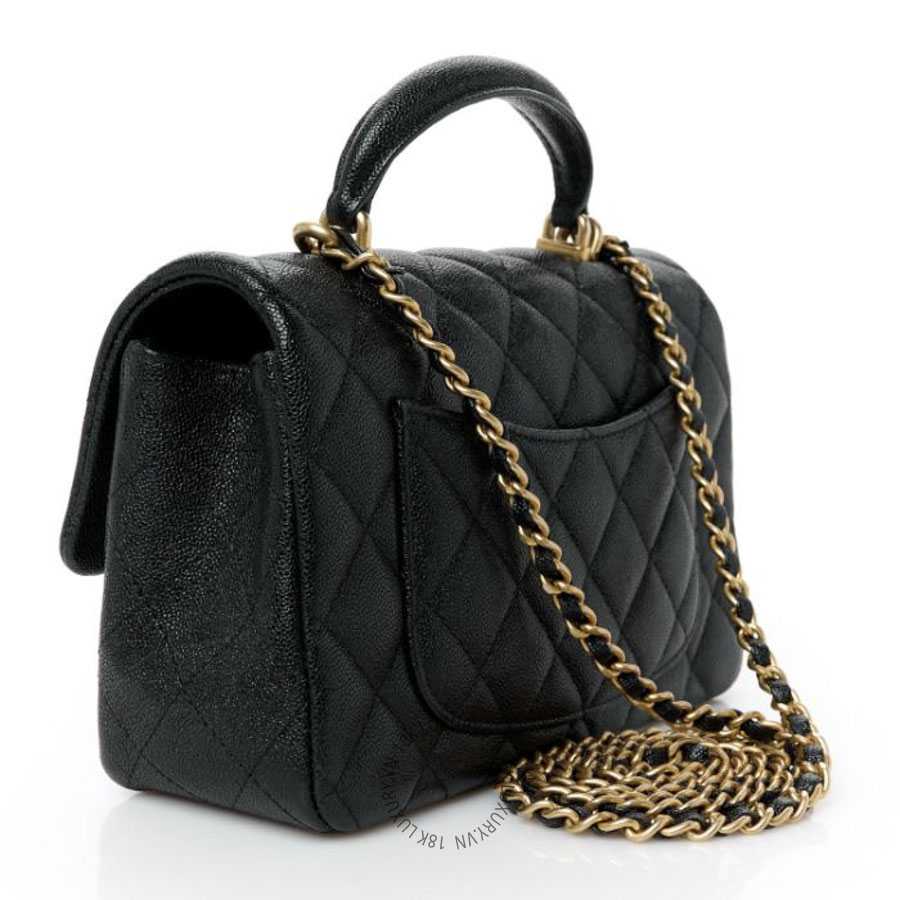 Túi Xách Đeo Chéo Chanel Caviar Quilted Mini Top Handle Rectangular Flap Black CDBC1013
