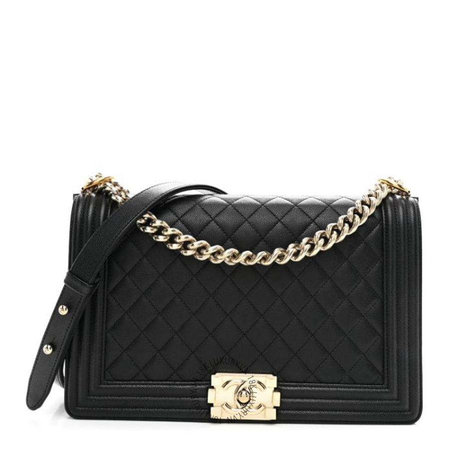 Túi Xách Đeo Chéo Chanel Caviar Quilted New Medium Boy Flap Black CDBC418