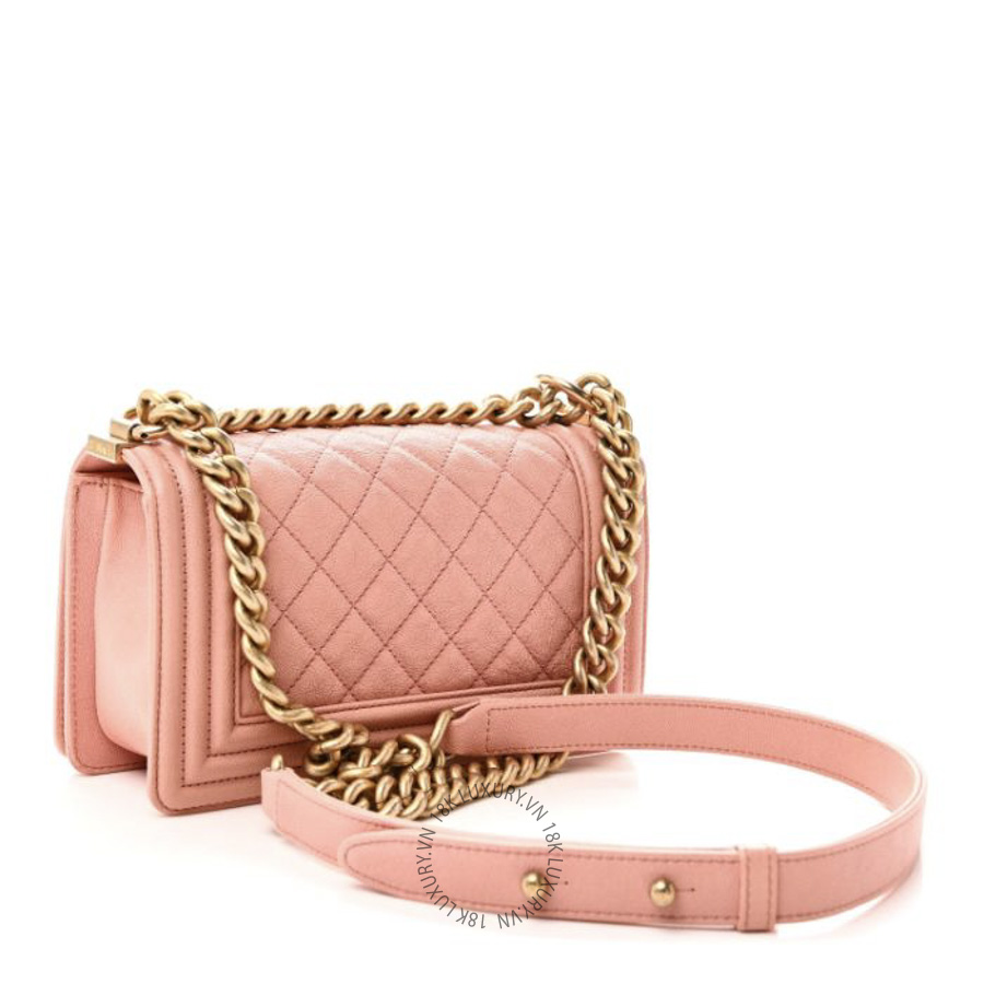 Túi Xách Đeo Chéo Chanel Caviar Quilted Small Boy Flap Pink CDBC339