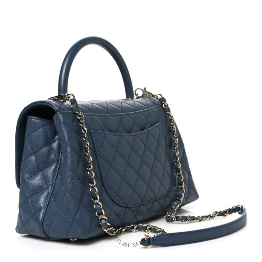 Túi Xách Đeo Chéo Chanel Caviar Quilted Small Coco Handle Flap Blue CDBC664