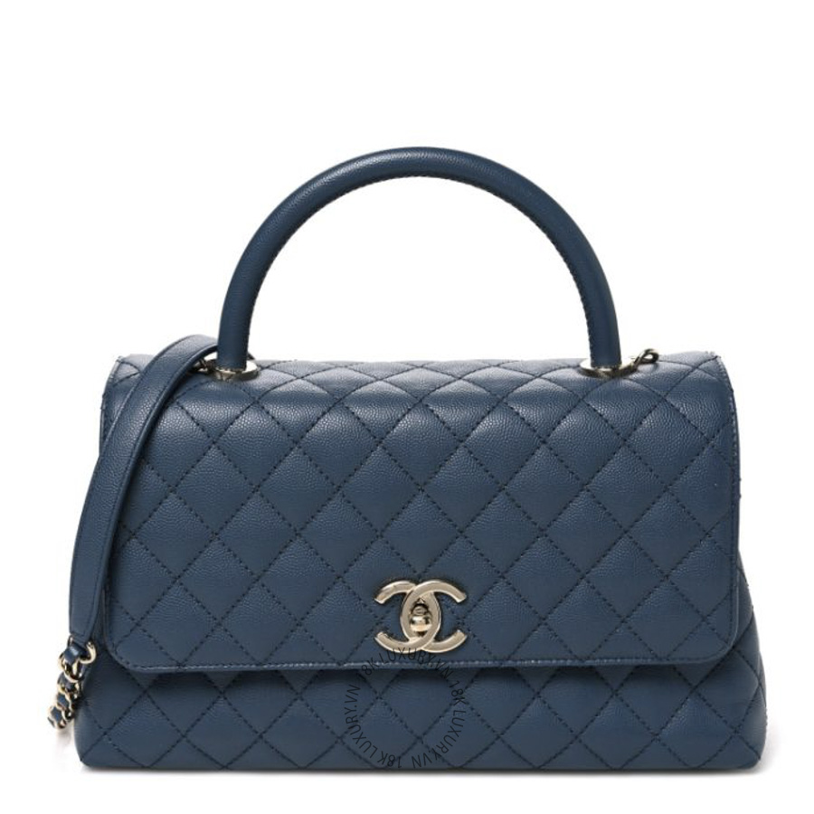 Túi Xách Đeo Chéo Chanel Caviar Quilted Small Coco Handle Flap Blue CDBC664