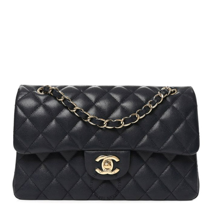 Túi Xách Đeo Chéo Chanel Caviar Quilted Small Double Flap Dark Navy CDBC326