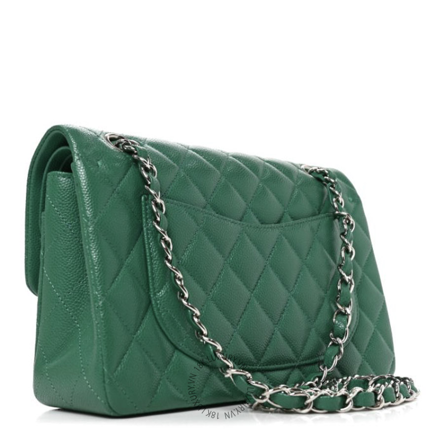 Túi Xách Đeo Chéo Chanel Caviar Quilted Small Double Flap Green CDBC650