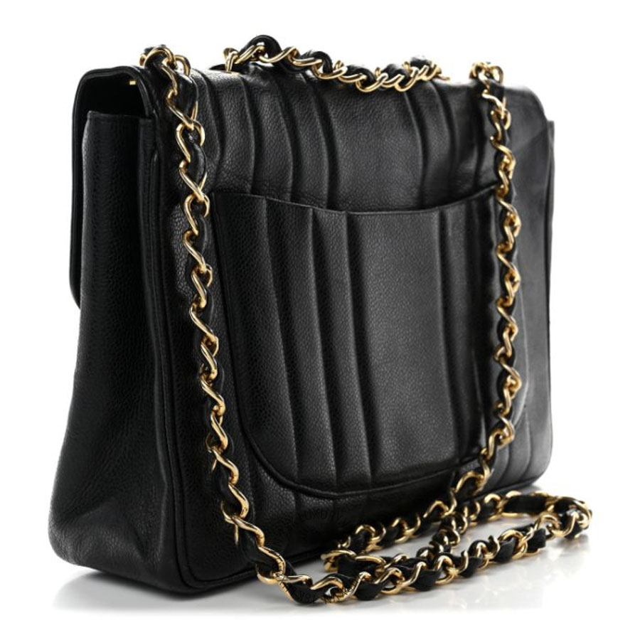 Túi Xách Đeo Chéo Chanel Caviar Vertical Quilted Jumbo Single Flap Black CDBC551
