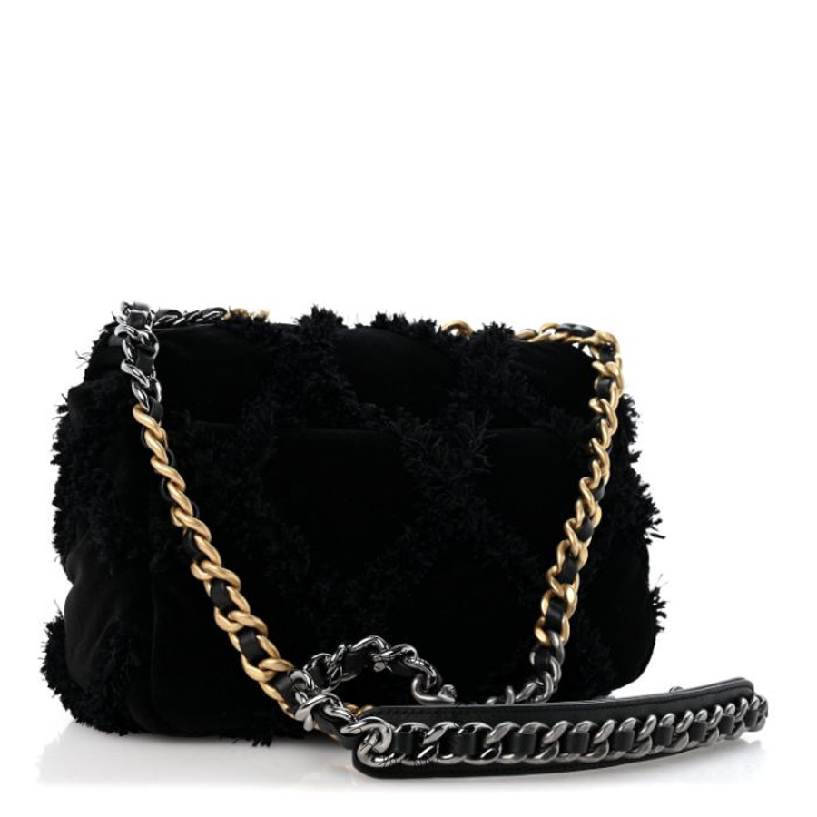 Túi Xách Đeo Chéo Chanel Cotton Canvas Quilted Medium Chanel 19 Flap Black CDBC360