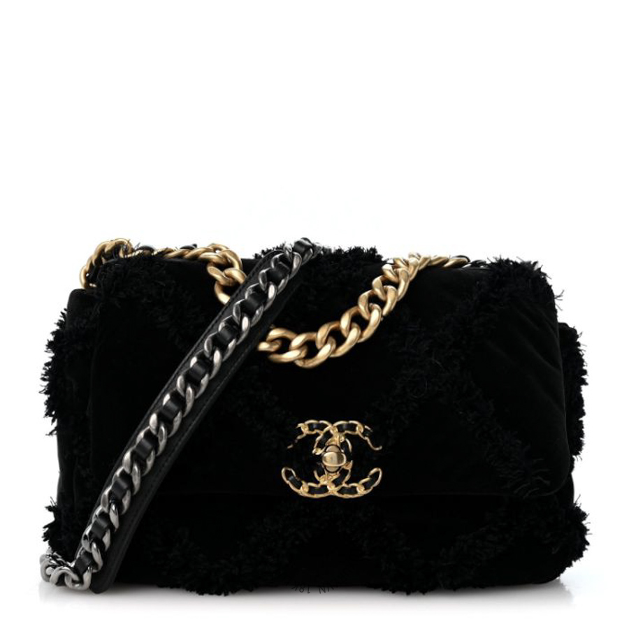 Túi Xách Đeo Chéo Chanel Cotton Canvas Quilted Medium Chanel 19 Flap Black CDBC360