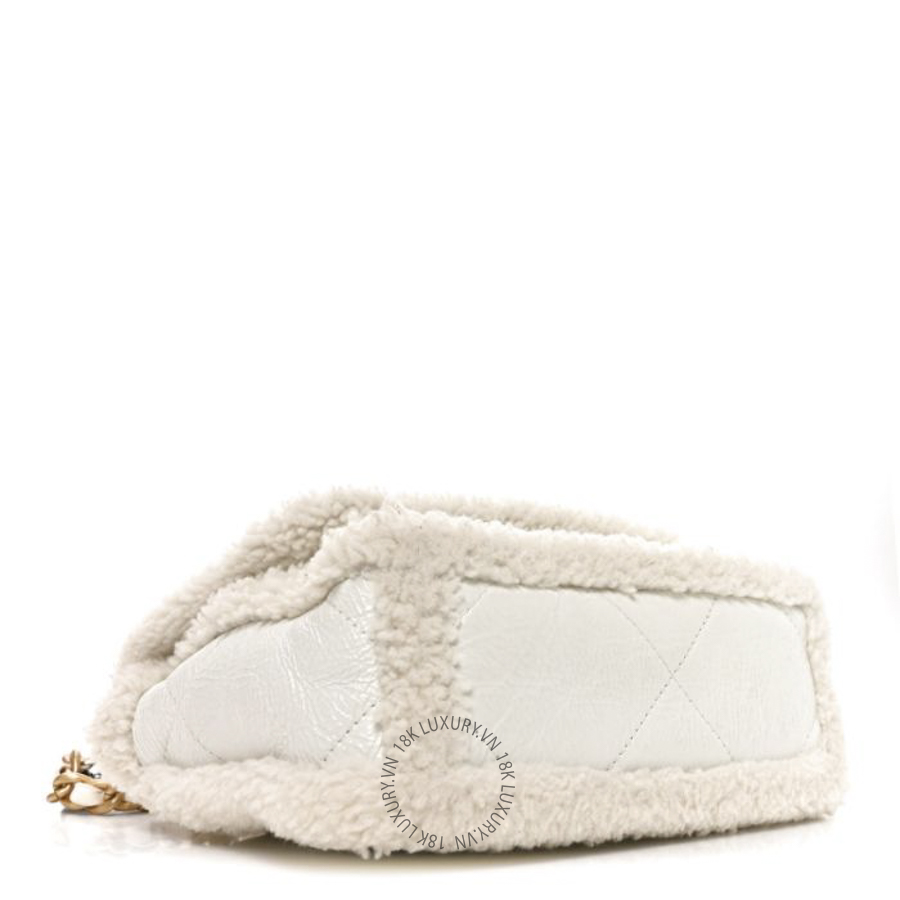Túi Xách Đeo Chéo Chanel Crumpled Calfskin Shearling Sheepskin Medium Chanel 19 Flap White CDBC524 16 Túi Xách Đeo Chéo Chanel Crumpled Calfskin Shearling Sheepskin Medium Chanel 19 Flap White CDBC524