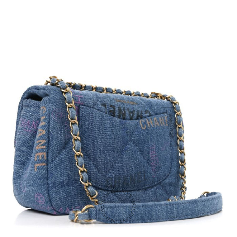 Túi Xách Đeo Chéo Chanel Denim Quilted Mini Denim Mood Rectangular Flap Blue Multicolor CDBC706