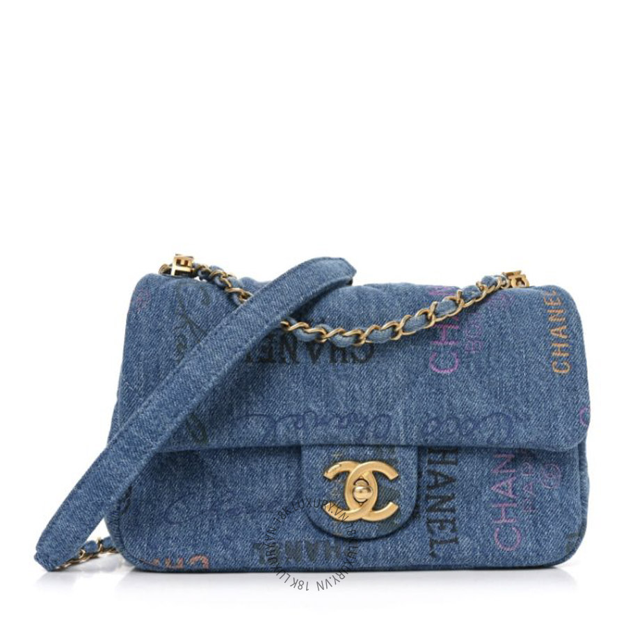 Túi Xách Đeo Chéo Chanel Denim Quilted Mini Denim Mood Rectangular Flap Blue Multicolor CDBC706