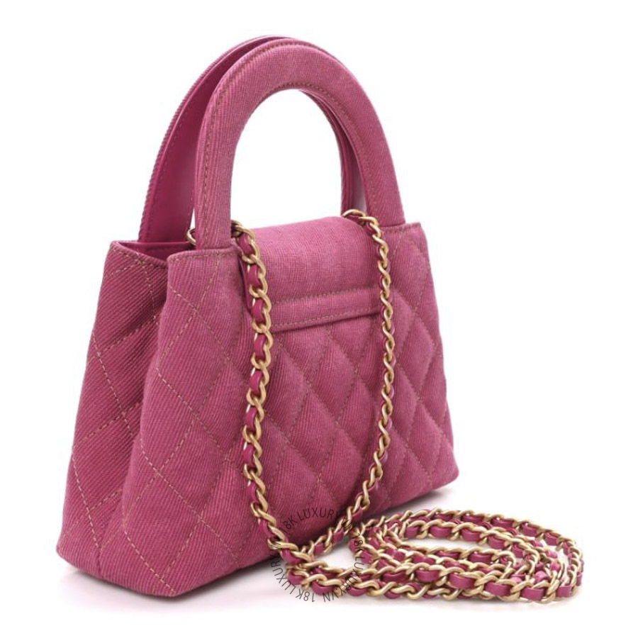 Túi Xách Đeo Chéo Chanel Denim Quilted Nano Kelly Shopper Fuchsia CDBC458