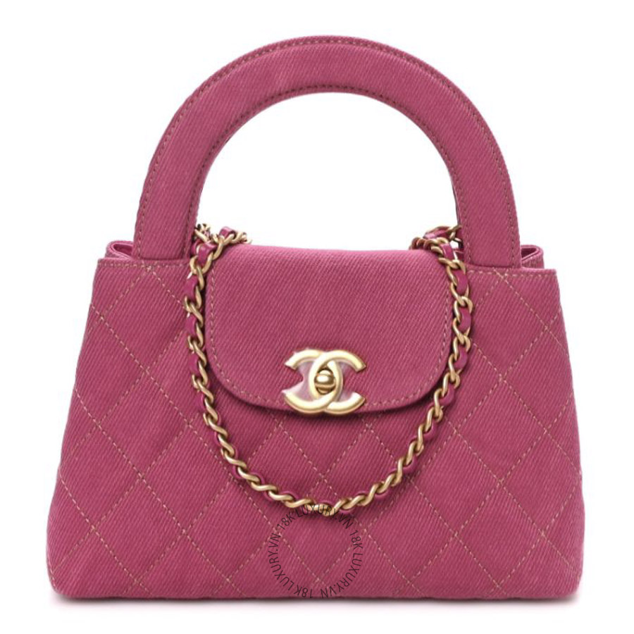Túi Xách Đeo Chéo Chanel Denim Quilted Nano Kelly Shopper Fuchsia CDBC458