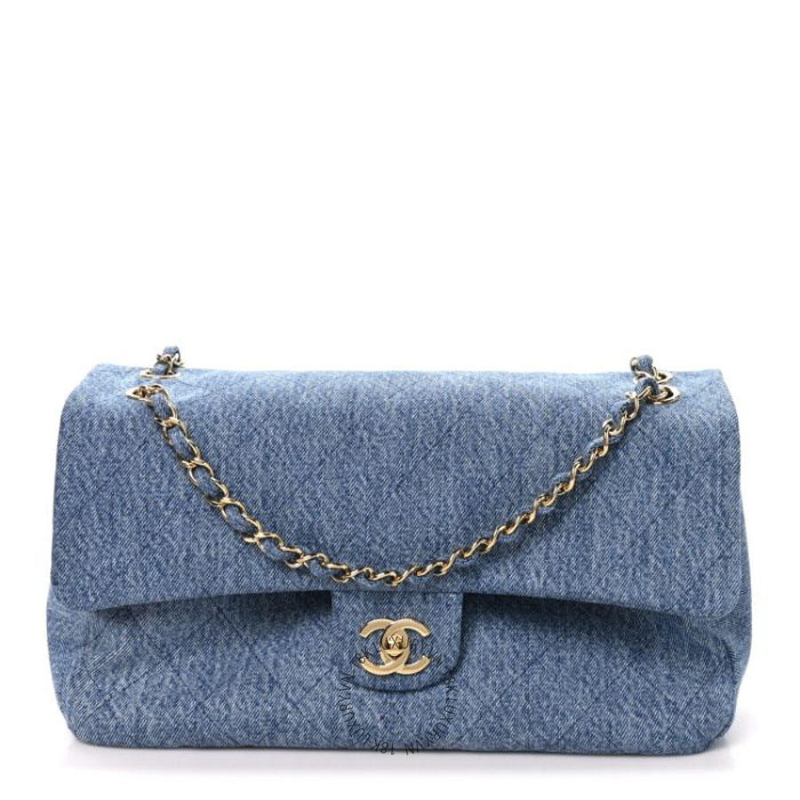 Túi Xách Đeo Chéo Chanel Denim Small Souplissimo Maxi Flap Blue CDBC1136