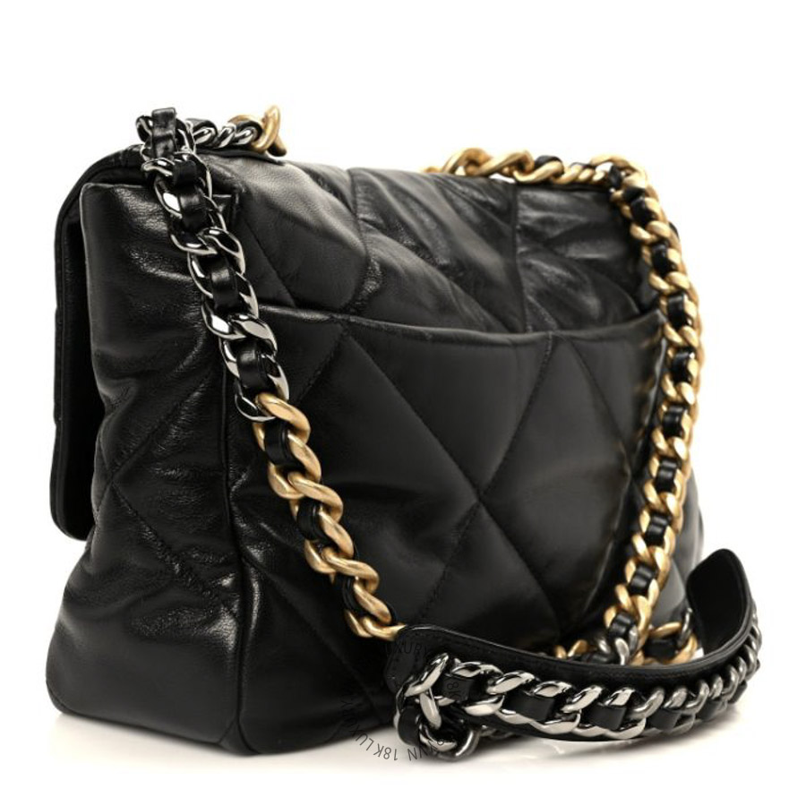 Túi Xách Đeo Chéo Chanel Goatskin Quilted Large Chanel 19 Flap Black CDBC052