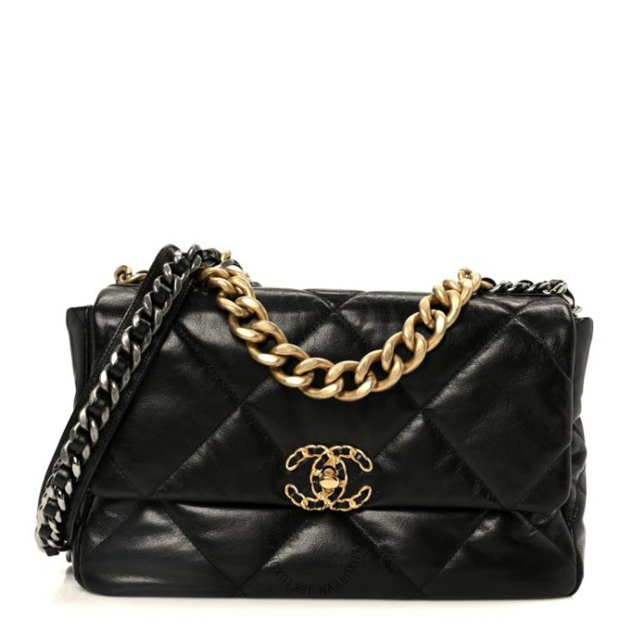 Túi Xách Đeo Chéo Chanel Goatskin Quilted Large Chanel 19 Flap Black CDBC052