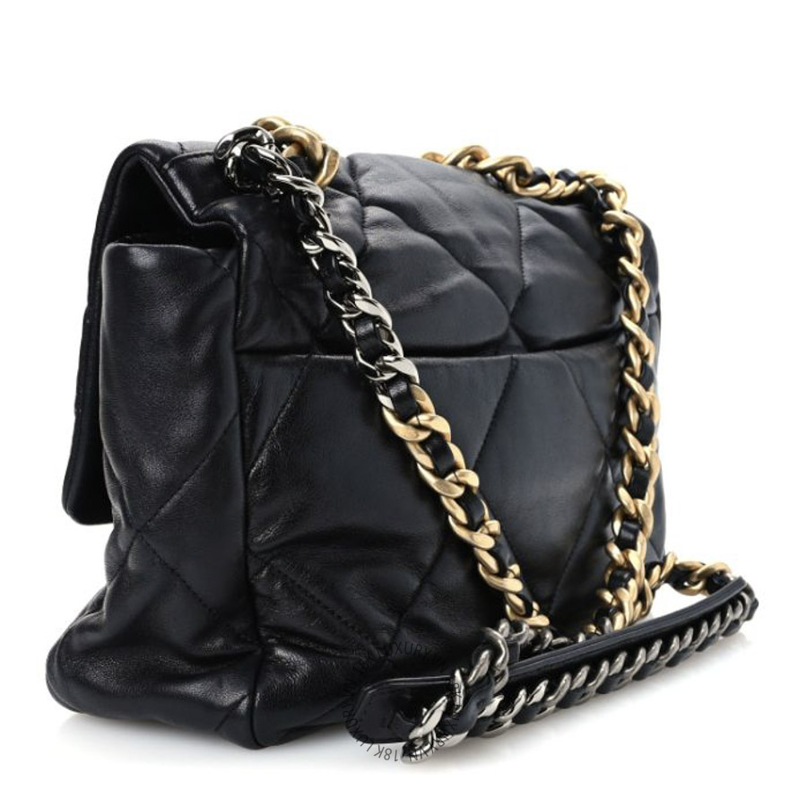 Túi Xách Đeo Chéo Chanel Goatskin Quilted Large Chanel 19 Flap Black CDBC402