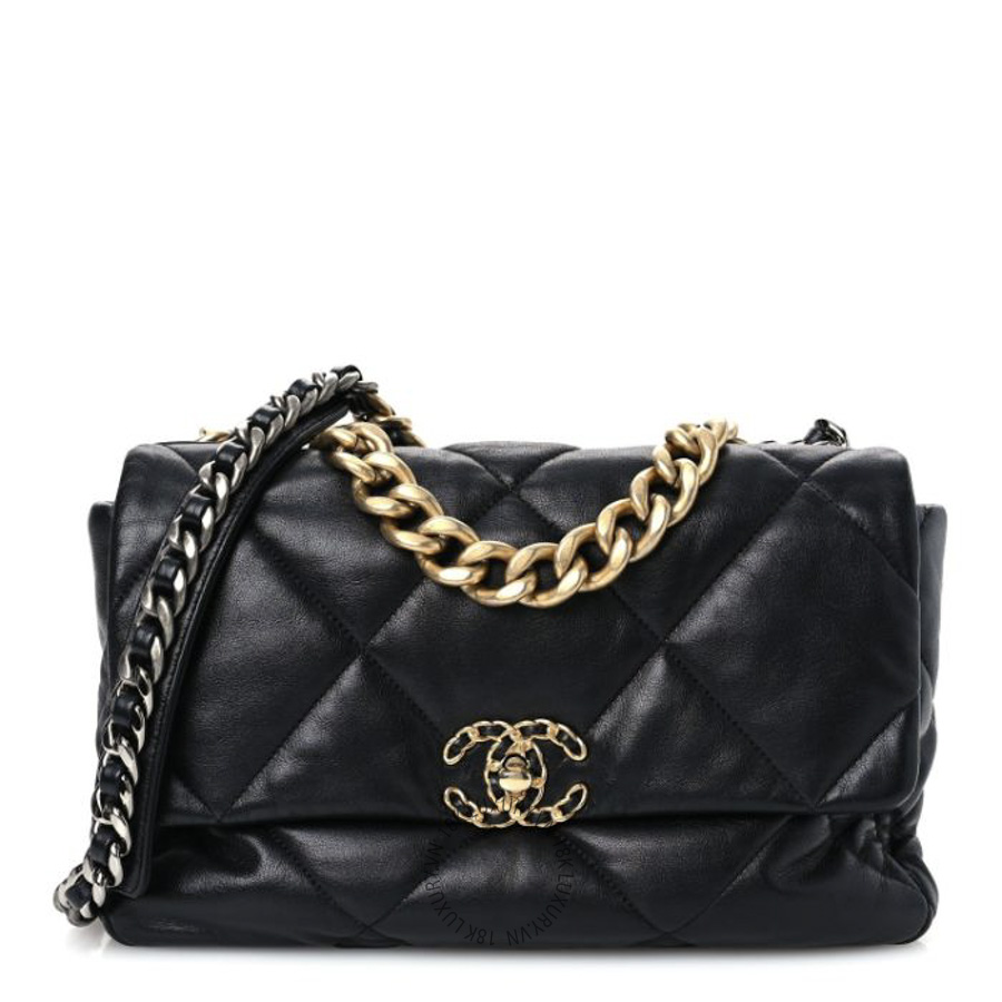 Túi Xách Đeo Chéo Chanel Goatskin Quilted Large Chanel 19 Flap Black CDBC402