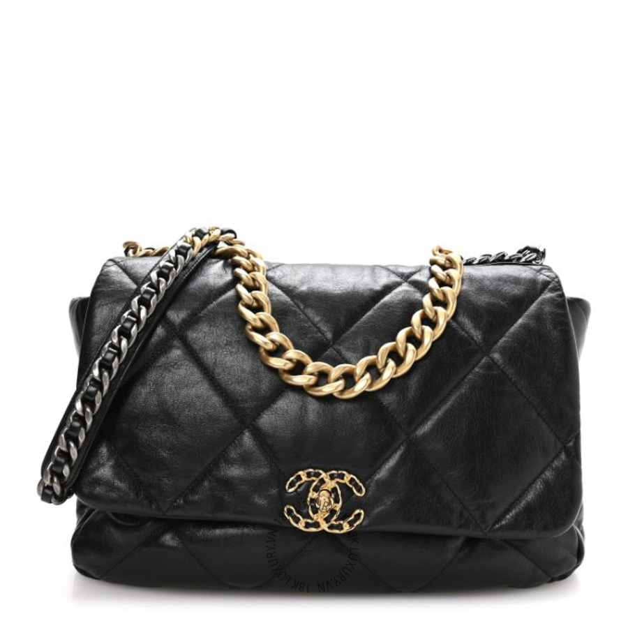 Túi Xách Đeo Chéo Chanel Goatskin Quilted Maxi Chanel 19 Flap Black CDBC1082
