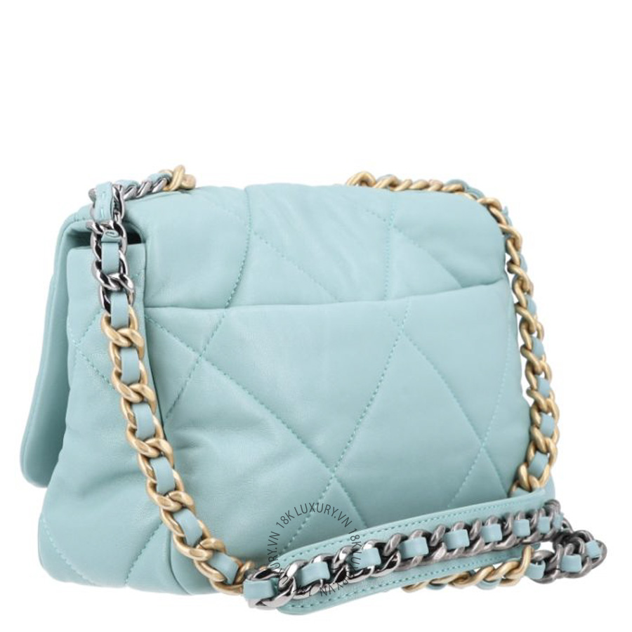 Túi Xách Đeo Chéo Chanel Goatskin Quilted Medium Chanel 19 Flap Light Blue CDBC837