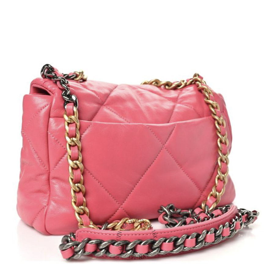 Túi Xách Đeo Chéo Chanel Goatskin Quilted Medium Chanel 19 Flap Pink CDBC444