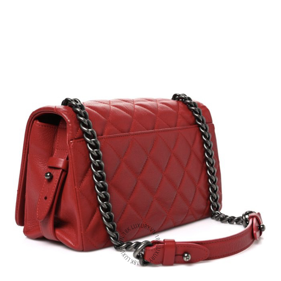 Túi Xách Đeo Chéo Chanel Goatskin Quilted Medium City Rock Flap Red CDBC872
