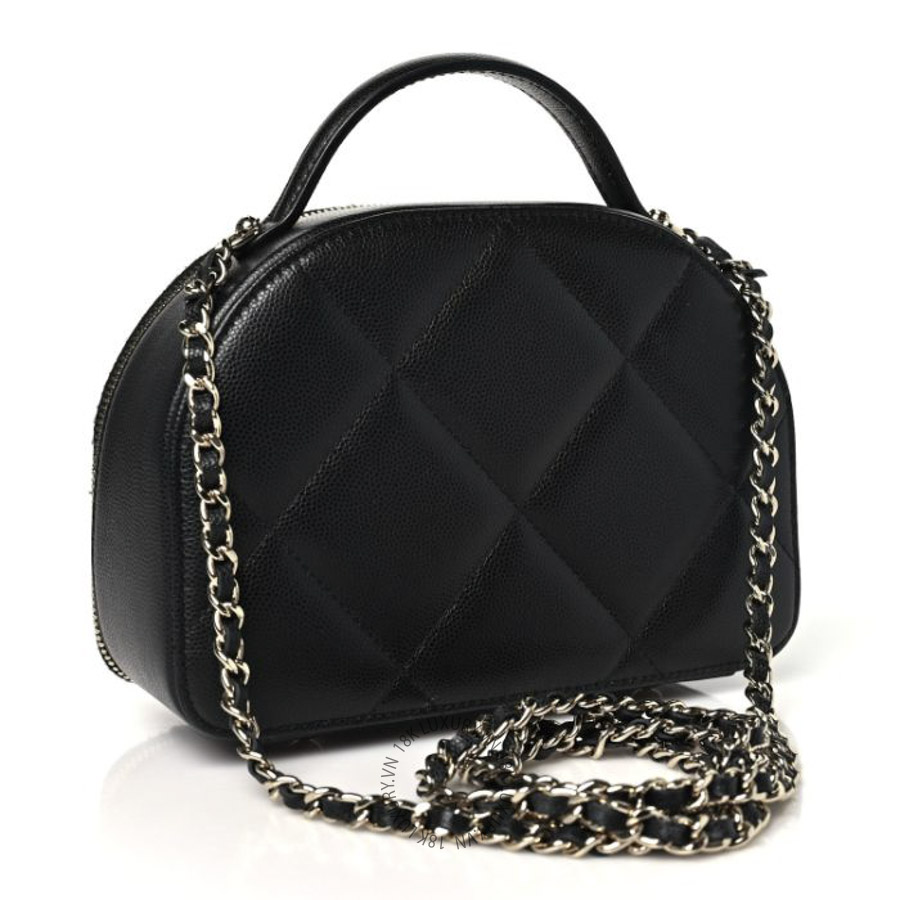 Túi Xách Đeo Chéo Chanel Grained Calfskin Quilted Top Handle Chain Clutch Black CDBC605