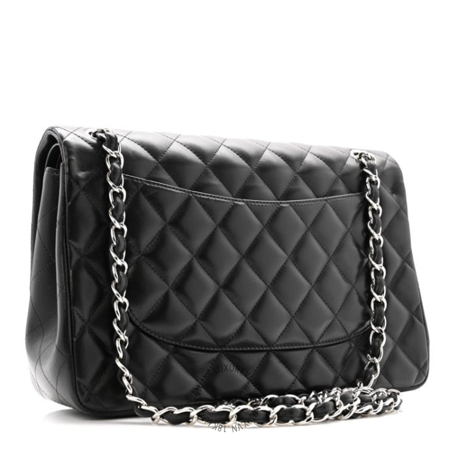 Túi Xách Đeo Chéo Chanel Lambskin Quilted Jumbo Double Flap Black CDBC1020