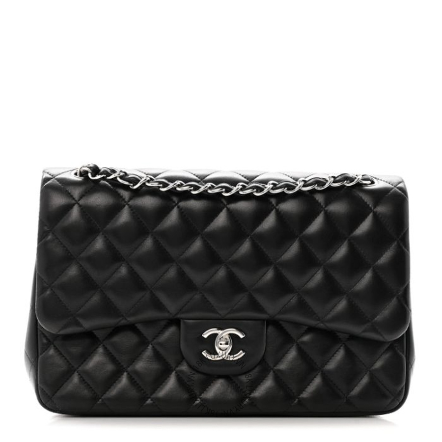 Túi Xách Đeo Chéo Chanel Lambskin Quilted Jumbo Double Flap Black CDBC1020