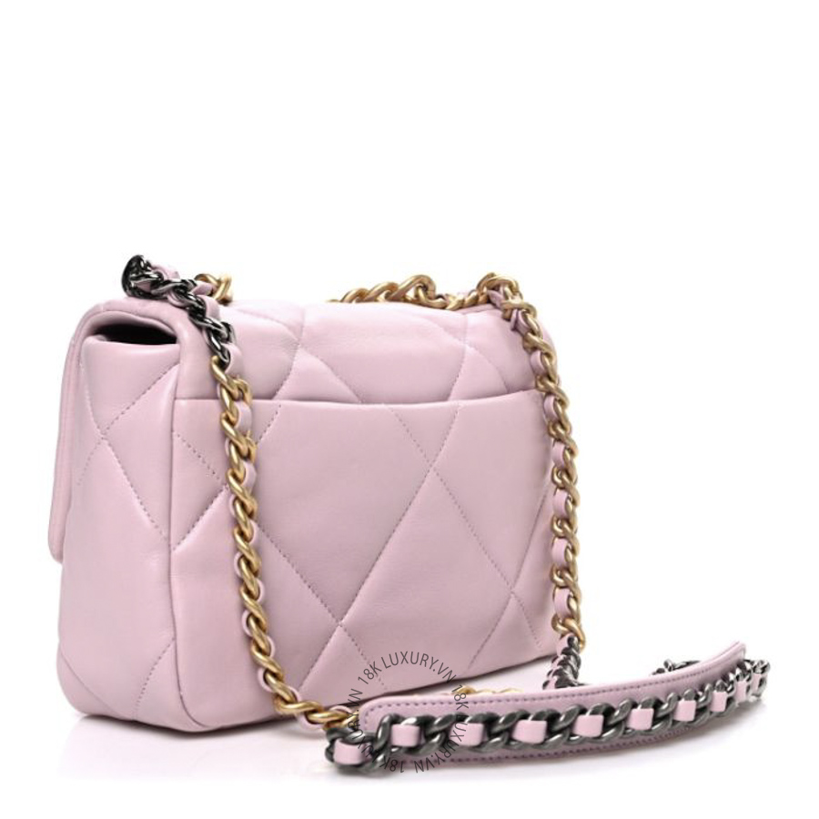 Túi Xách Đeo Chéo Chanel Lambskin Quilted Medium Chanel 19 Flap Light Pink CDBC753