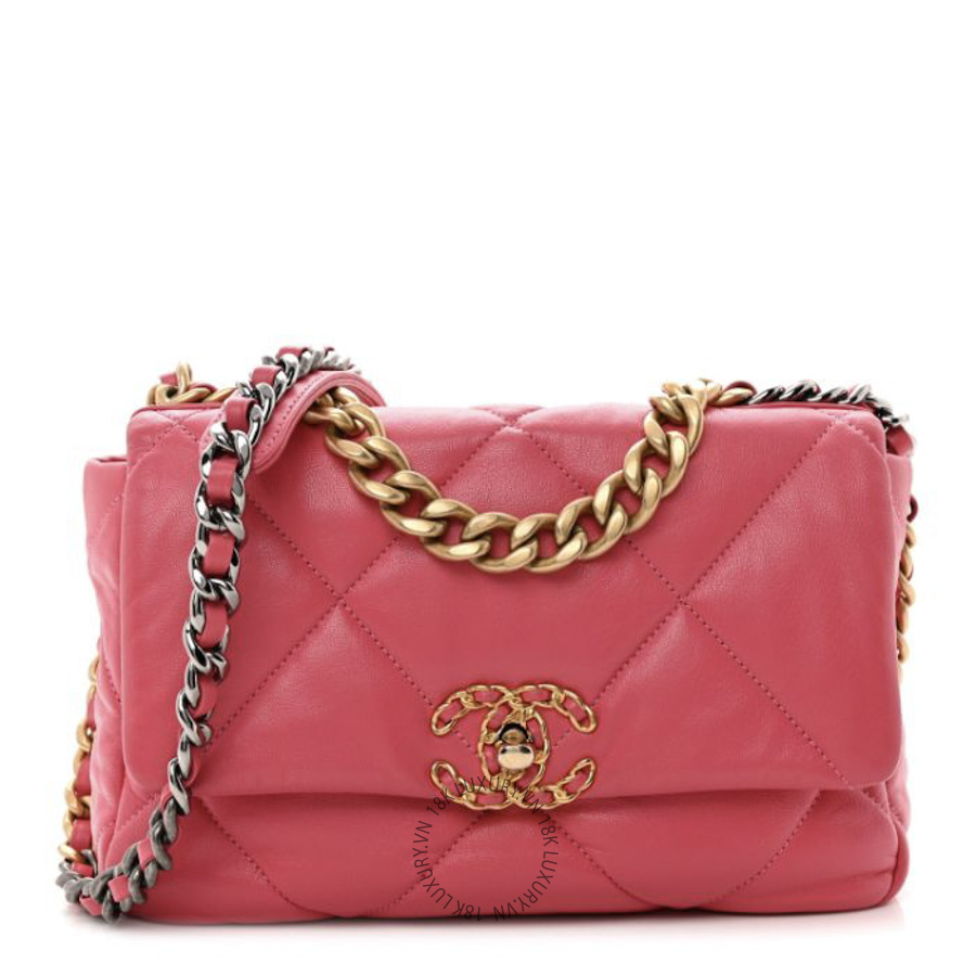 Túi Xách Đeo Chéo Chanel Lambskin Quilted Medium Chanel 19 Flap Light Pink CDBC911