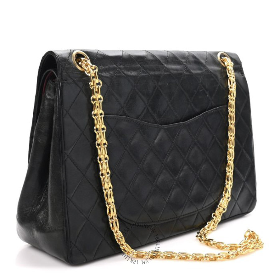 Túi Xách Đeo Chéo Chanel Lambskin Quilted Medium Double Flap Bijoux Chain Black CDBC848