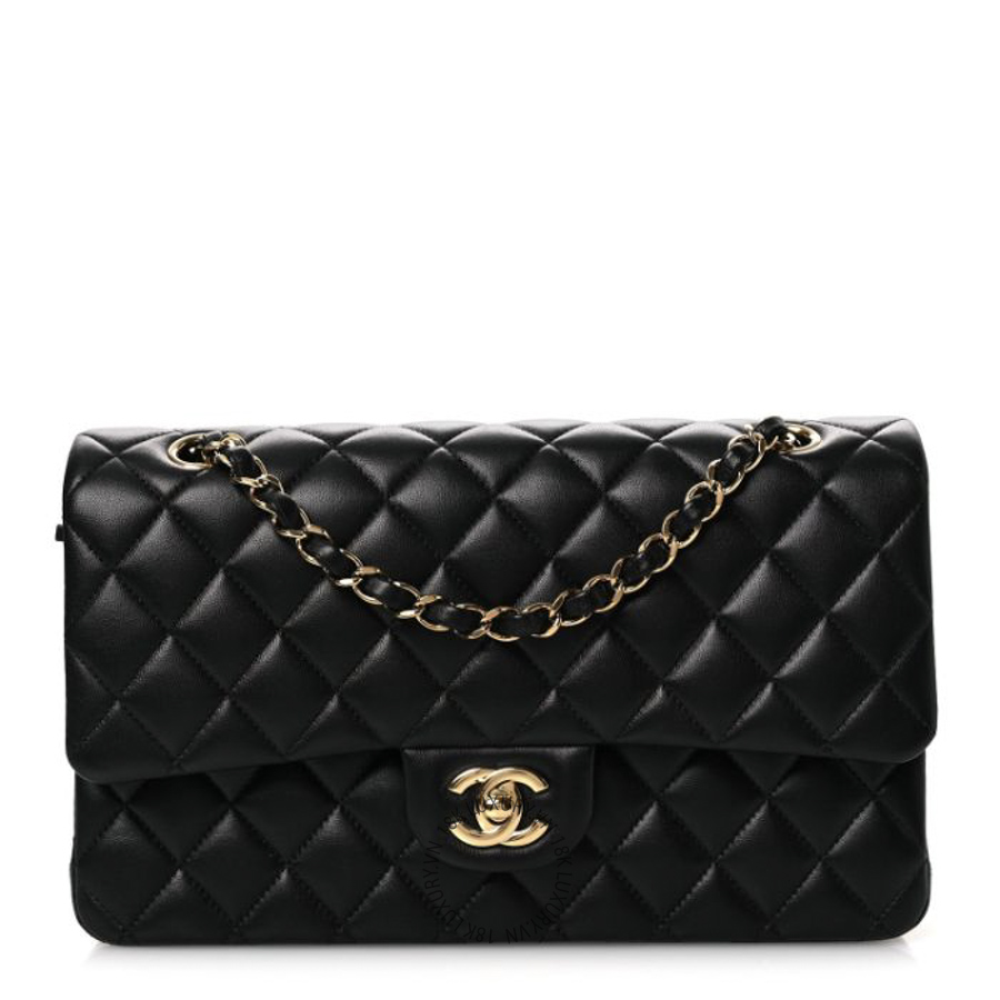 Túi Xách Đeo Chéo Chanel Lambskin Quilted Medium Double Flap Black CDBC1091