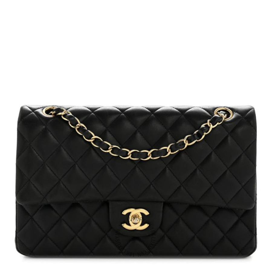 Túi Xách Đeo Chéo Chanel Lambskin Quilted Medium Double Flap Black CDBC514